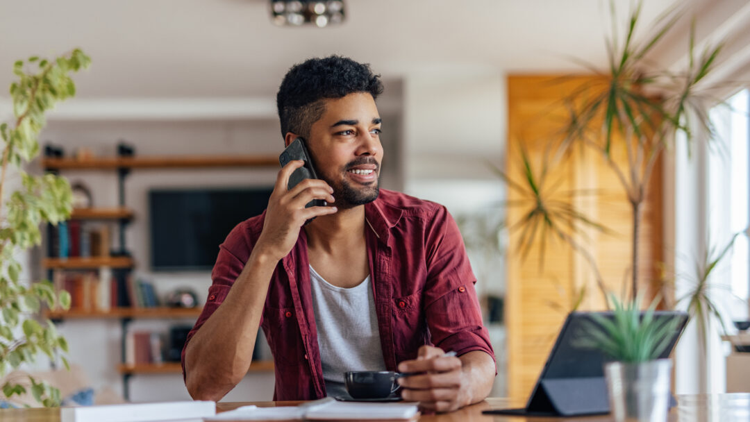 Adult man, making plans with his business partner.